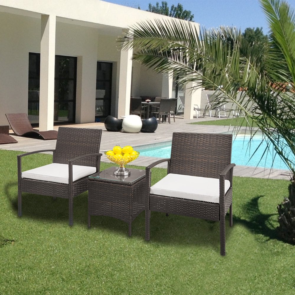 Zimtown 3-Piece Outdoor Patio Garden Wicker Furniture ...