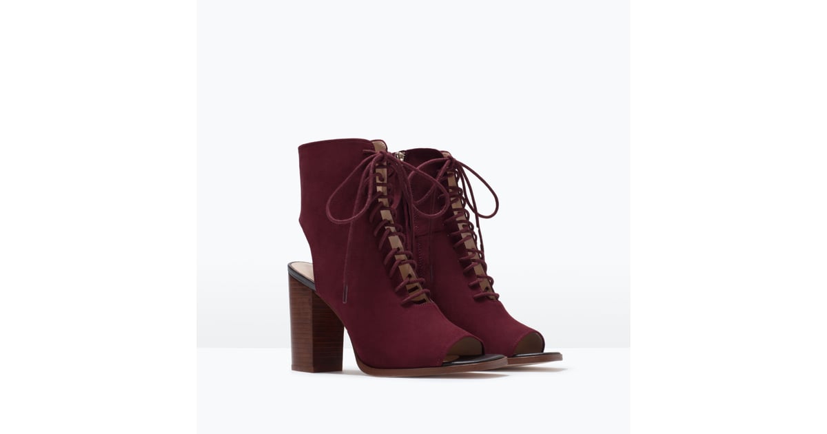 leather ankle boots with block heel zara