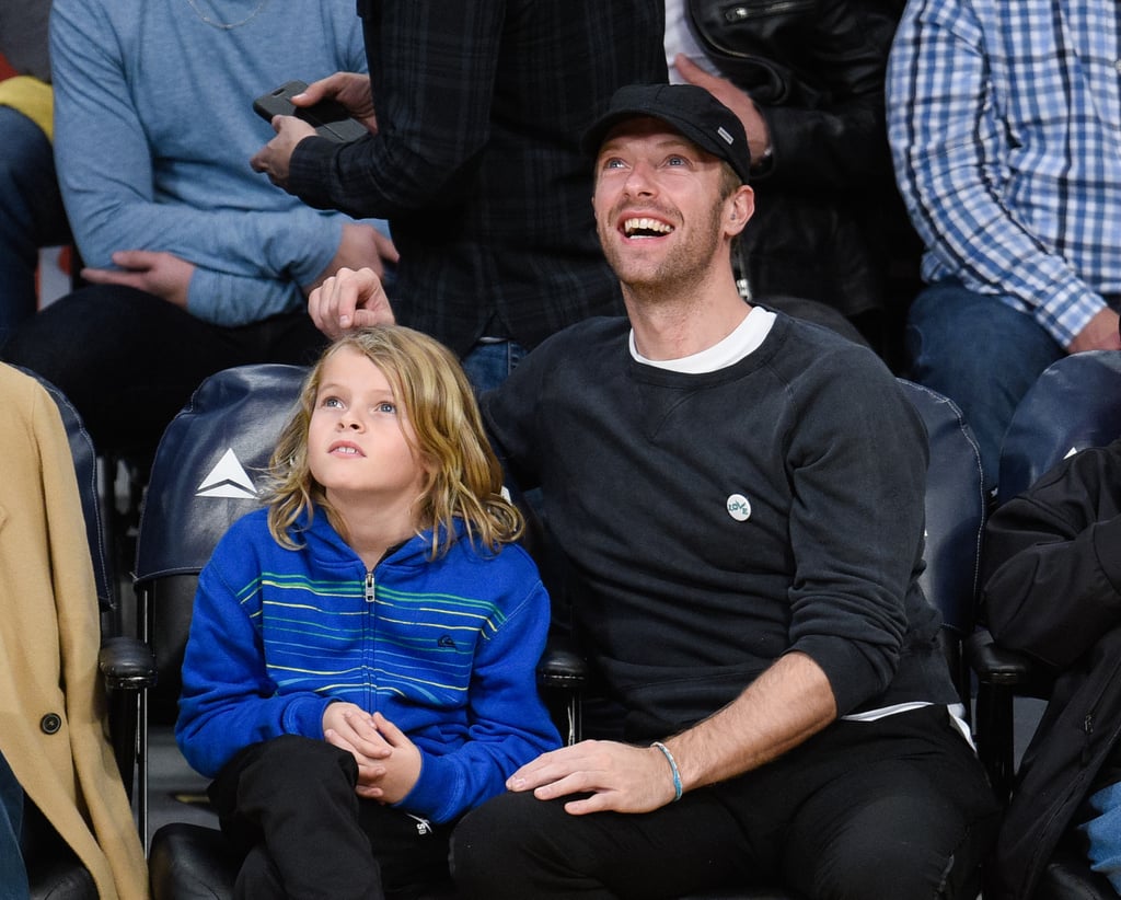 Chris Martin and Son at Lakers Game January 2016 | POPSUGAR Celebrity ...