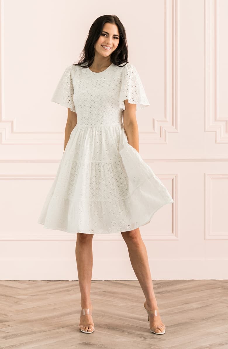 Rachel Parcell Mixed Eyelet A-Line Dress