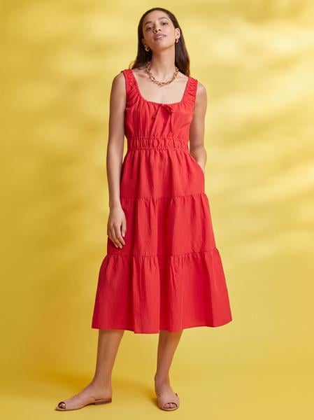 Kitri Lucia Red Linen Dress