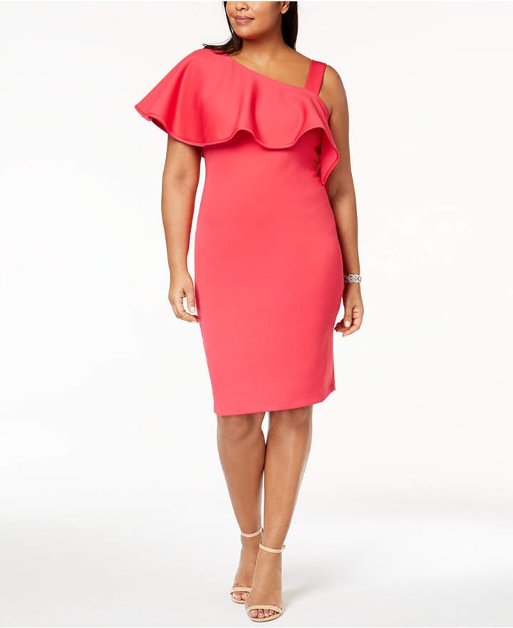 Calvin Klein One-Shoulder Ruffle Scuba Dress | Yes, Beth Pearson — Now THAT  Is What You Wear to a Wedding | POPSUGAR Fashion Photo 6
