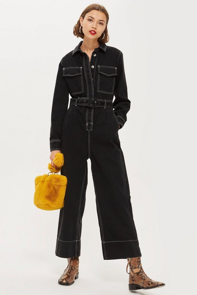 Topshop Contrast Denim Boilersuit | How to Wear a Utility Jumpsuit ...