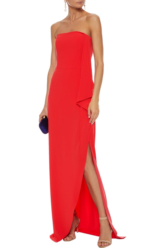 Halston Heritage Strapless Draped Crepe Gown