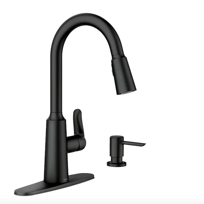 Moen Edwyn Matte Black 1-Handle Deck-Mount Pull-Down Handle Kitchen Faucet