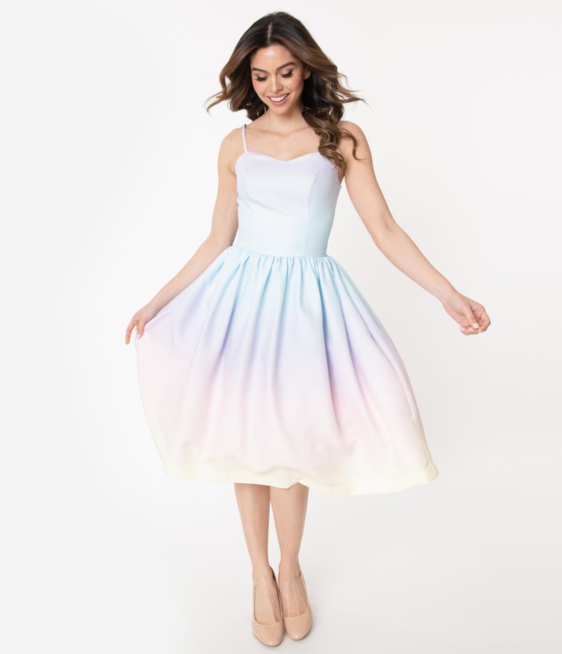 Pastel Rainbow Ombre Ray Swing Dress