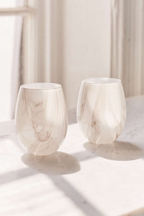 Marble Stemless Wine Glass