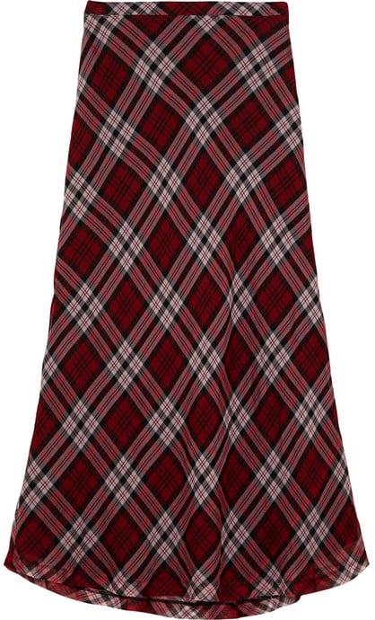 MICHAEL Michael Kors Plaid Silk-Voile Maxi Skirt