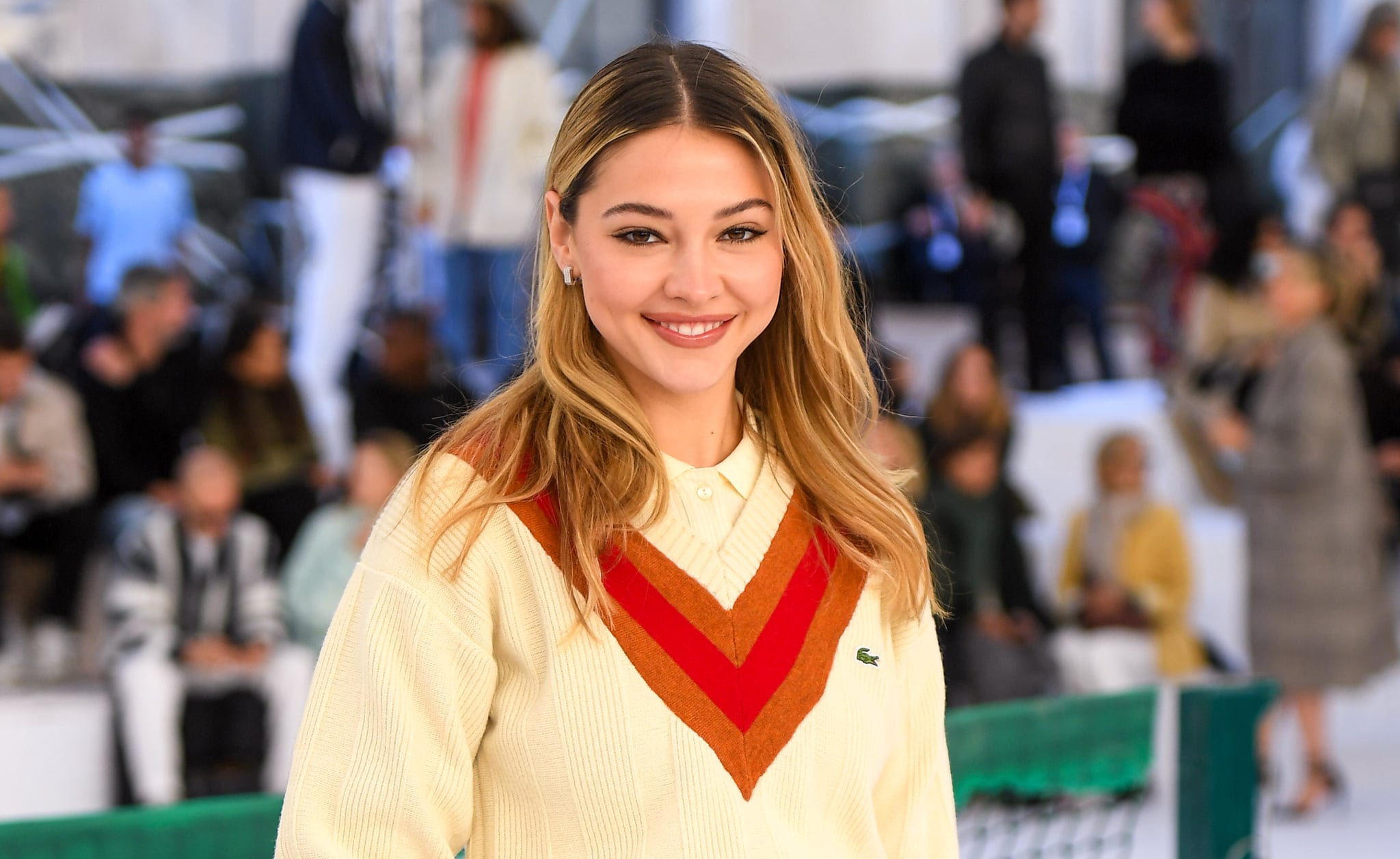 PARIS, FRANCE - OCTOBER 05: (EDITORIAL USE ONLY - For Non-Editorial use please seek approval from Fashion House) Madelyn Cline attends the Lacoste Womenswear Spring/Summer 2022 show as part of Paris Fashion Week on October 05, 2021 in Paris, France. (Photo by Stephane Cardinale - Corbis/Corbis via Getty Images)