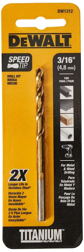 Dewalt's 3/16-Inch Titanium Nitride Coated Drill Bits
