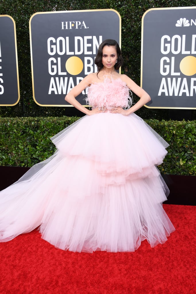 Sofia Carson Wearing Giambattista Valli at Golden Globes 2020