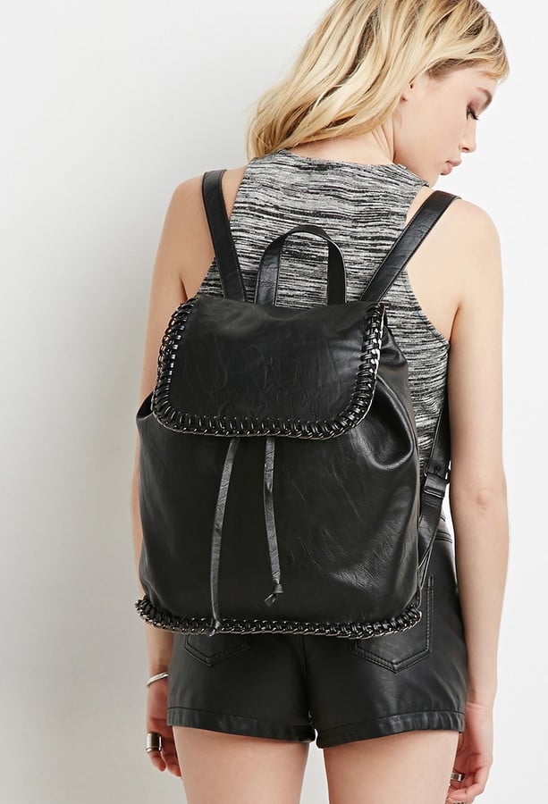 Forever 21 Faux Leather Chained Backpack (33) Best Style Backpacks