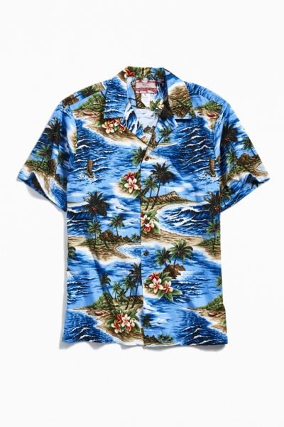 RJC Hawaii Cotton Broadcloth Short Sleeve Button-Down Shirt