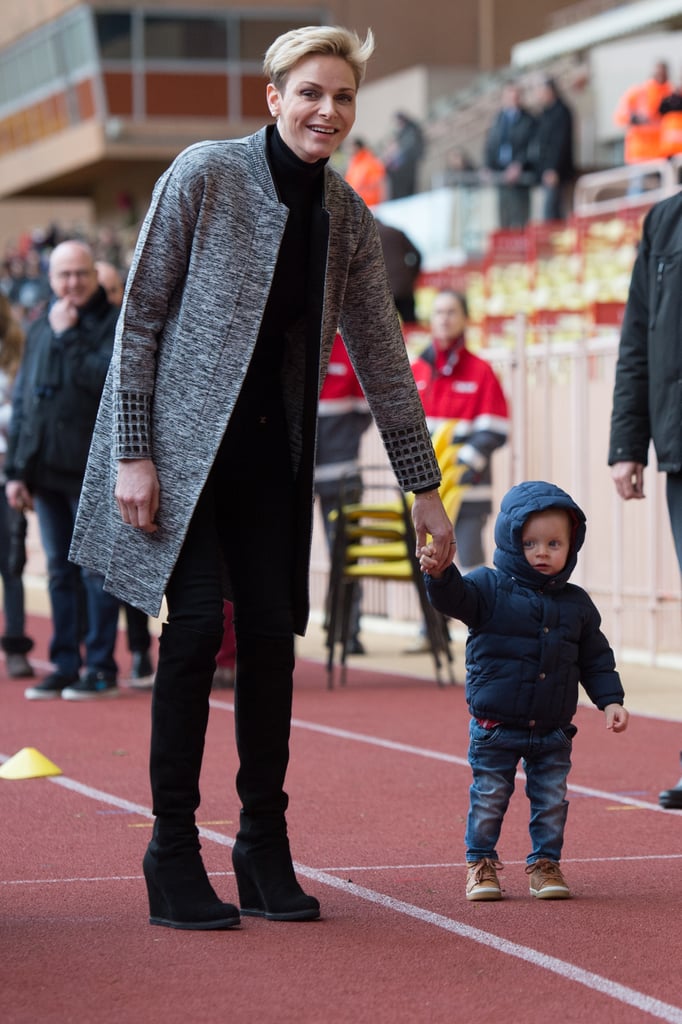 Princess Charlene of Monaco at Rugby Match With Jacques 2016