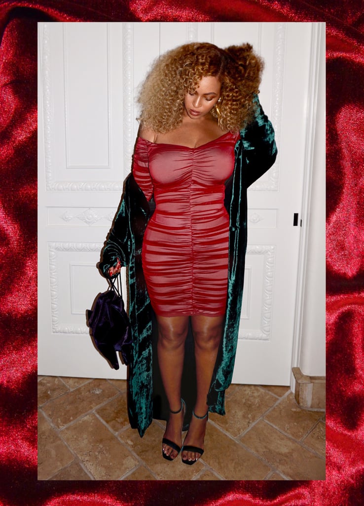 Beyonce's Ruched Silk House of CB Red Dress
