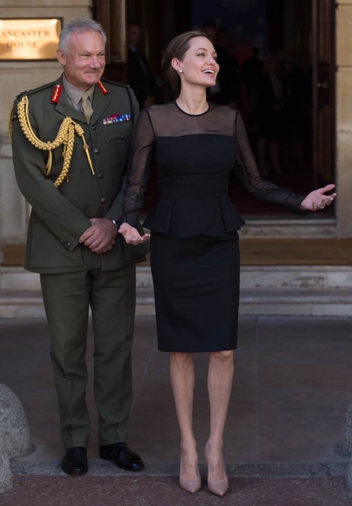 Angelina Jolie Wears Black Dress in London Sept. 2016