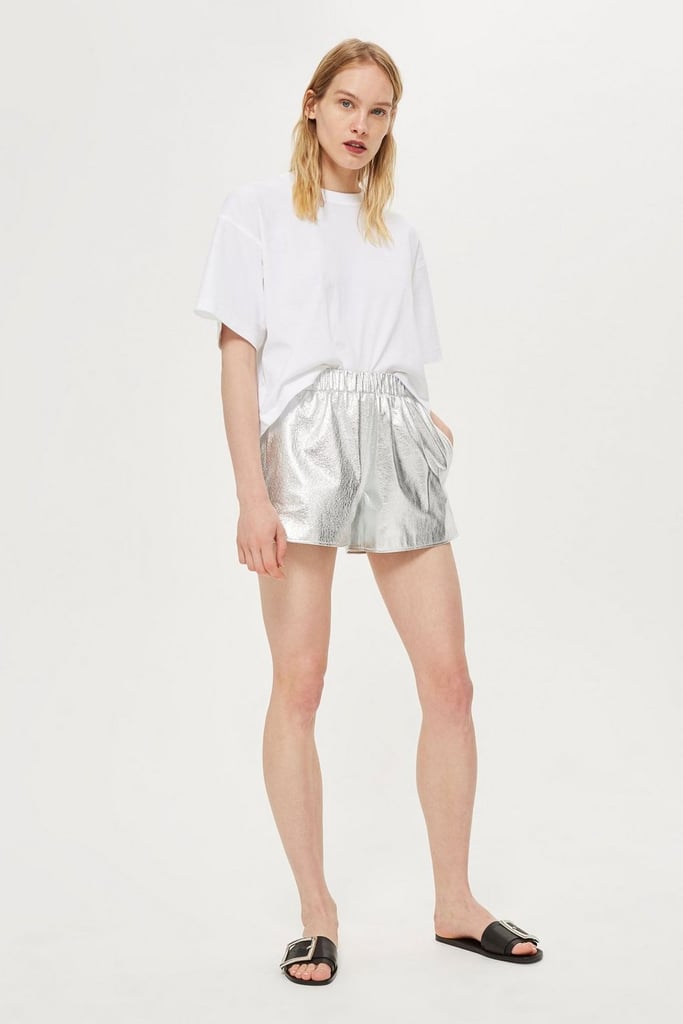 Topshop Leather Runner Shorts by Boutique