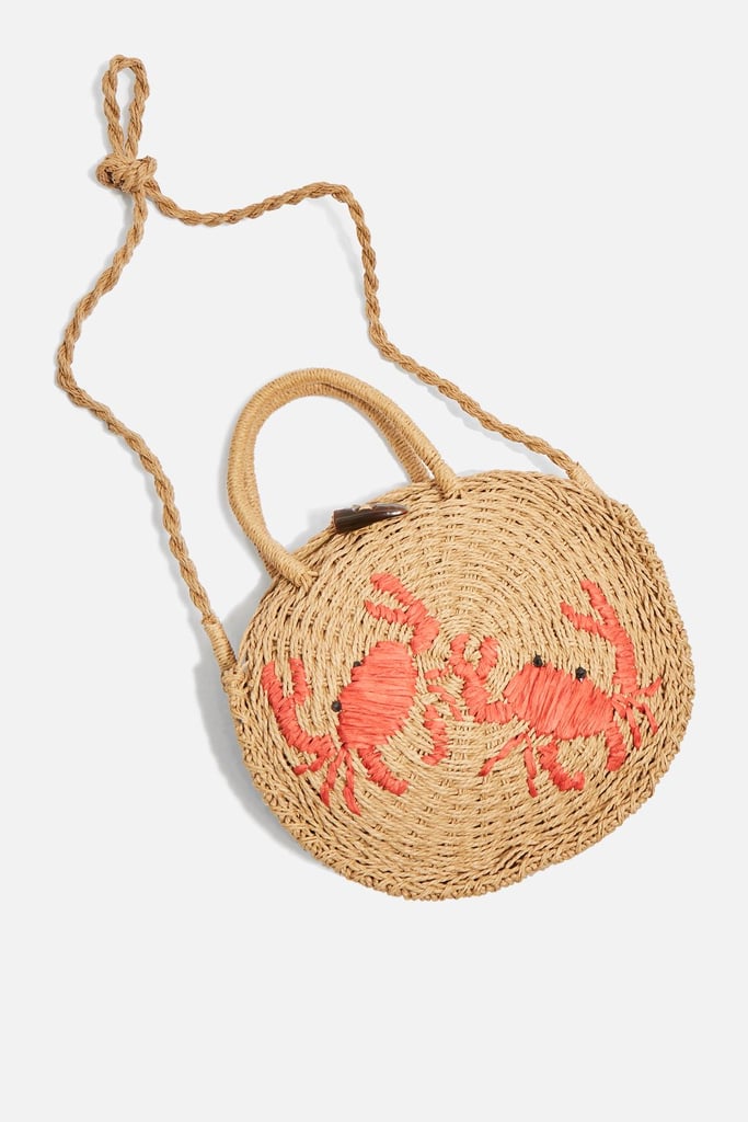 Crab Mini Round Straw Tote Bag