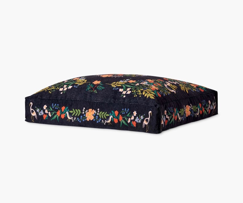 An Embroidered Floor Pillow: Black Luxembourg Floor Pillow