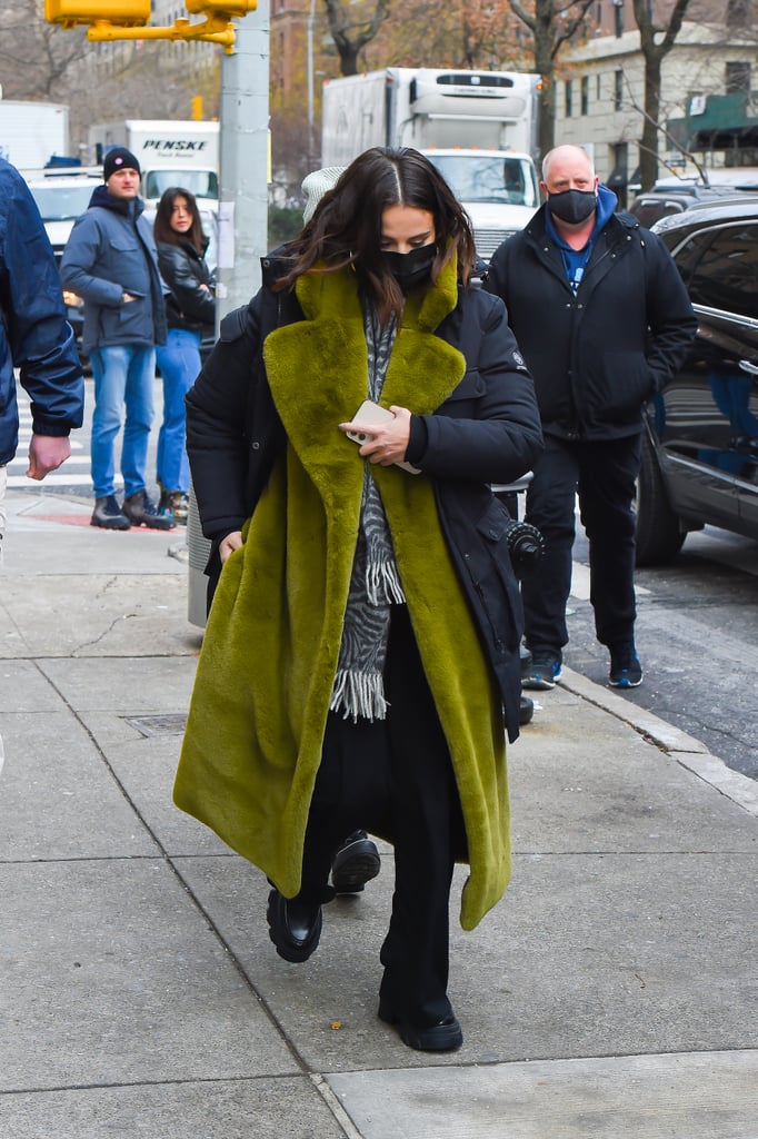 Selena Gomez Green Fur Coat on Only Murders in the Building