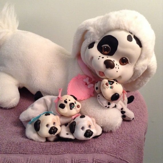 90's toy dog with puppies