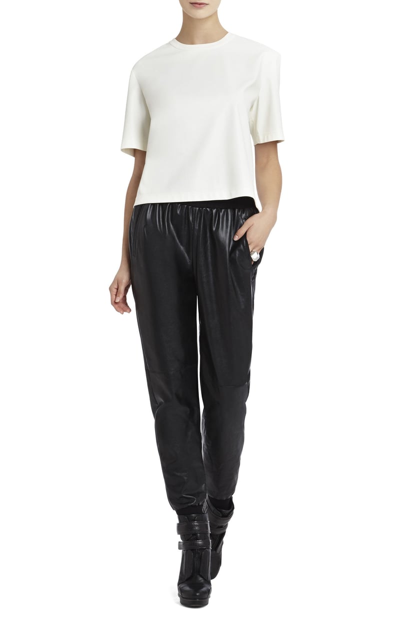 BCBG Faux Leather Tee