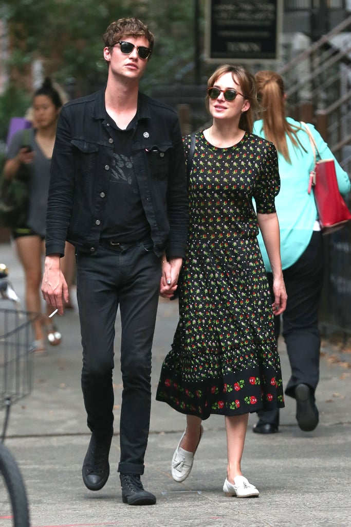 Dakota Johnson walked around with her boyfriend, Matthew Hitt, in NYC on Wednesday, the day before the Fifty Shades of Grey trailer was released.