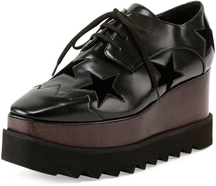 Stella McCartney Elyse Stars Faux-Leather Platform Creeper, Black ($1,080)