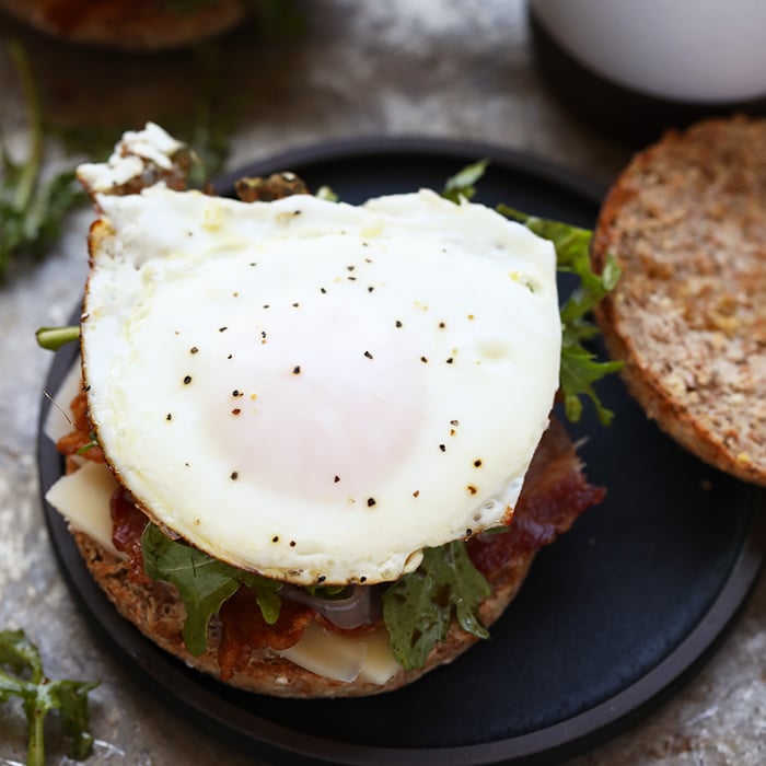 Arugula Breakfast Sandwich With Caramelized Onions