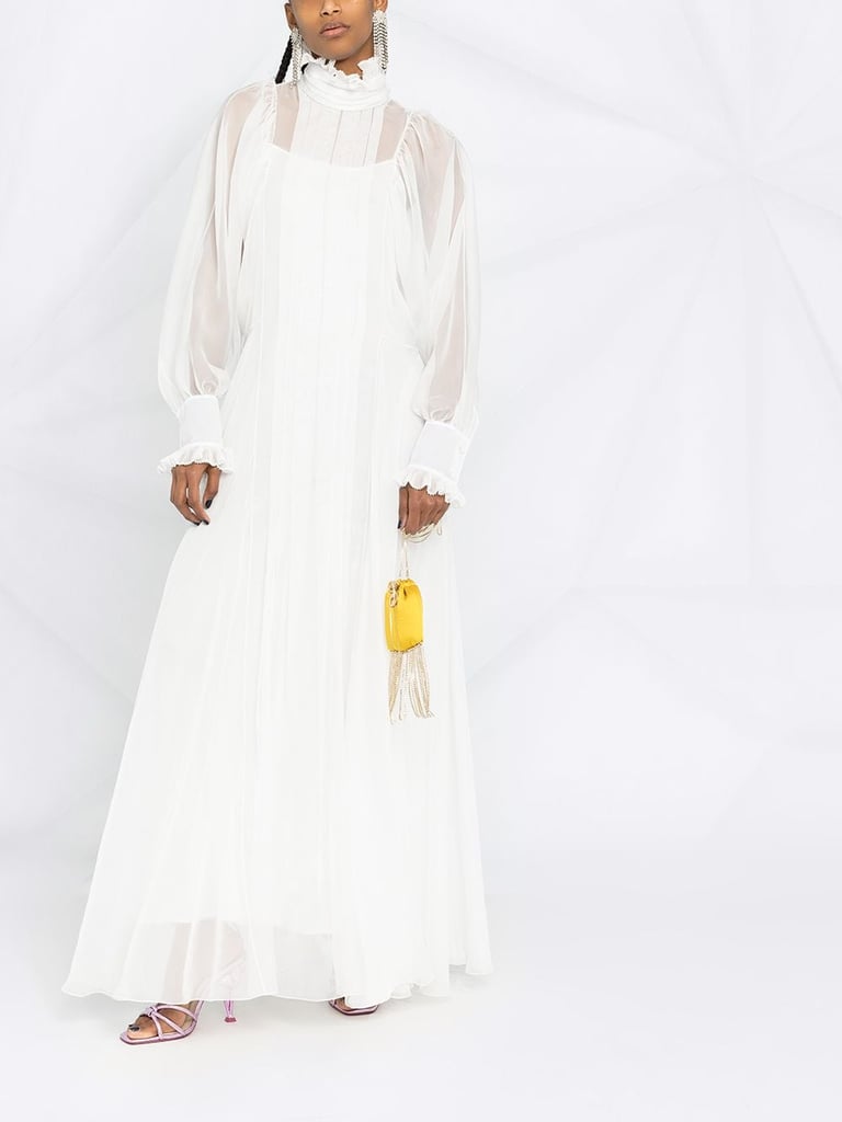 Charlotte's Exact Philosophy Di Lorenzo Serafini Ruffle Collar Pleated Gown