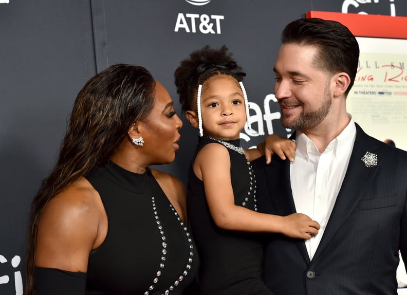 HOLLYWOOD, CALIFORNIA - NOVEMBER 14: (L-R) Serena Williams, Alexis Olympia Ohanian Jr. and Alexis Ohanian attend the 2021 AFI Fest - Closing Night Premiere of Warner Bros. 