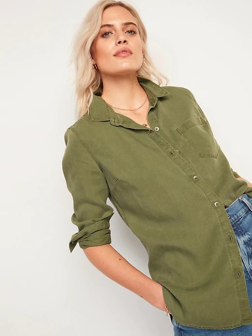 Old Navy Pigment-Dyed Tencel Long-Sleeve Shirt