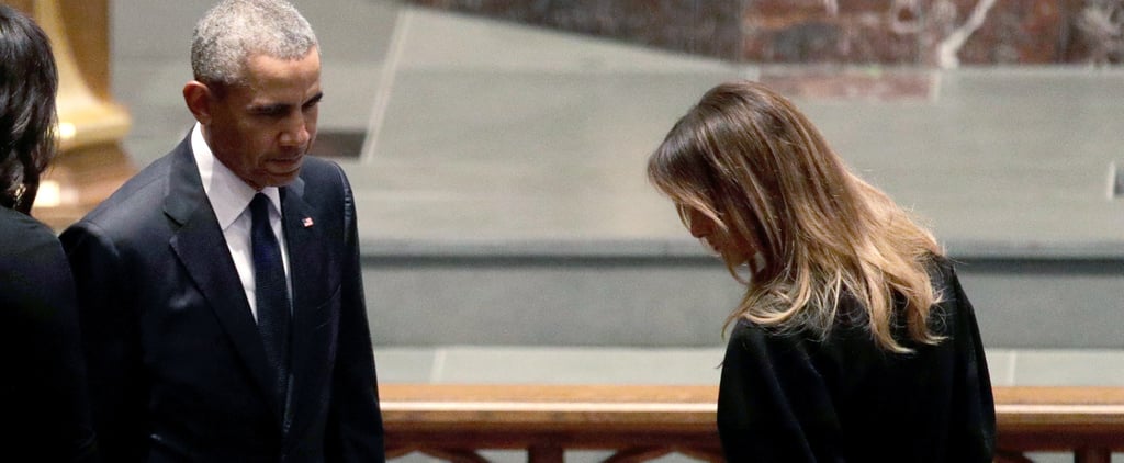 Melania Trump and Barack Obama at Barbara Bush's Funeral