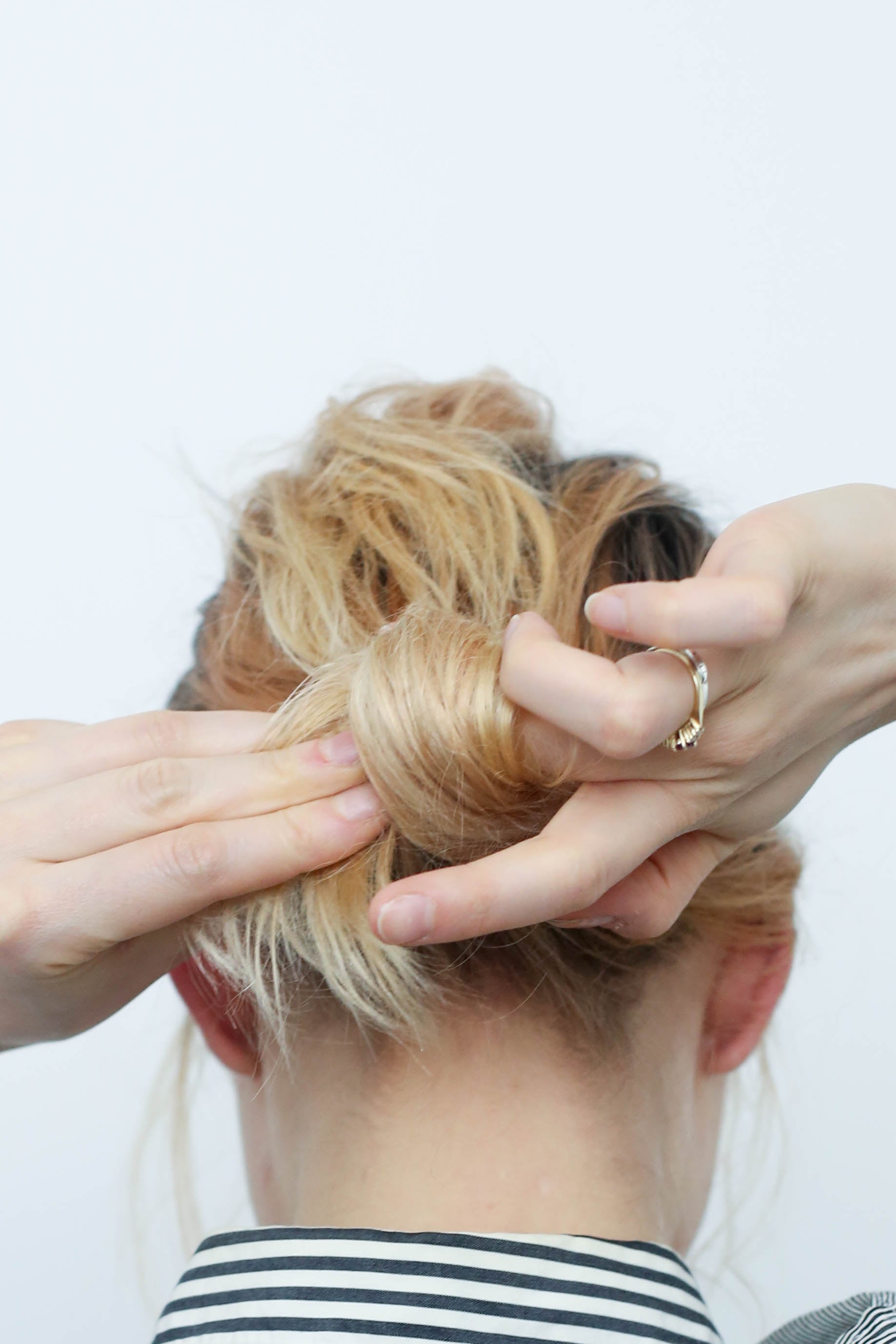 With Just Your Hands Gently Gather Back The Rest Of Your Hair