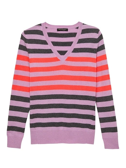 Cashmere Striped V-Neck Sweater