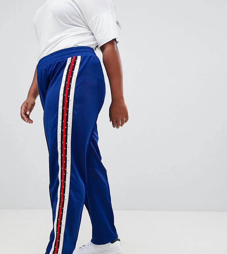 Asos Design Curve Track Pants With Studded Side Tape