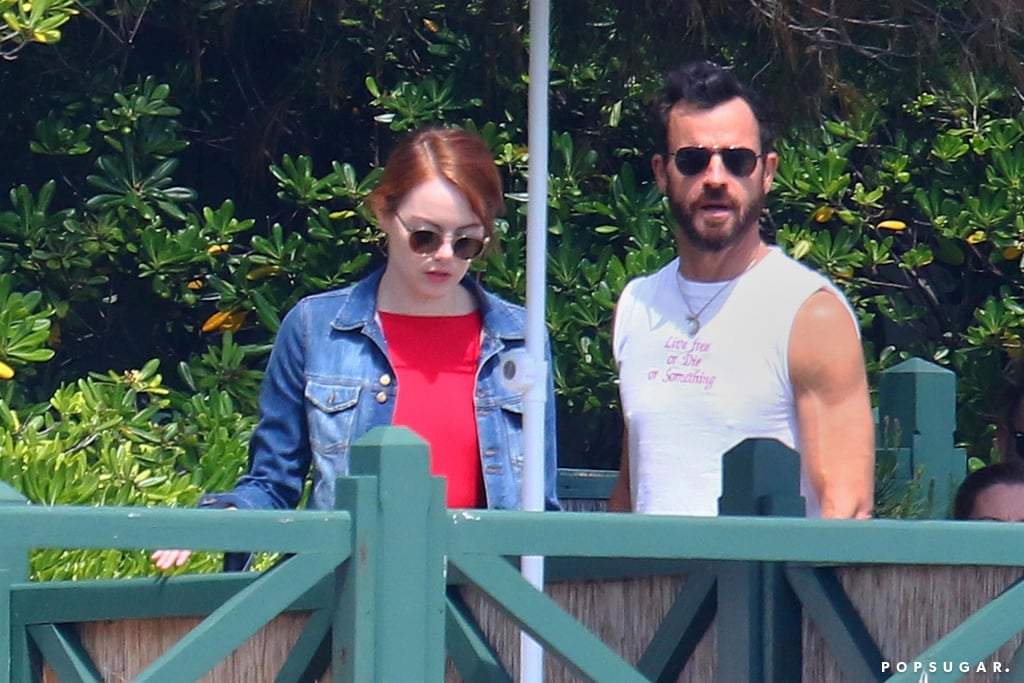 Emma Stone and Justin Theroux Beach Pictures May 2018