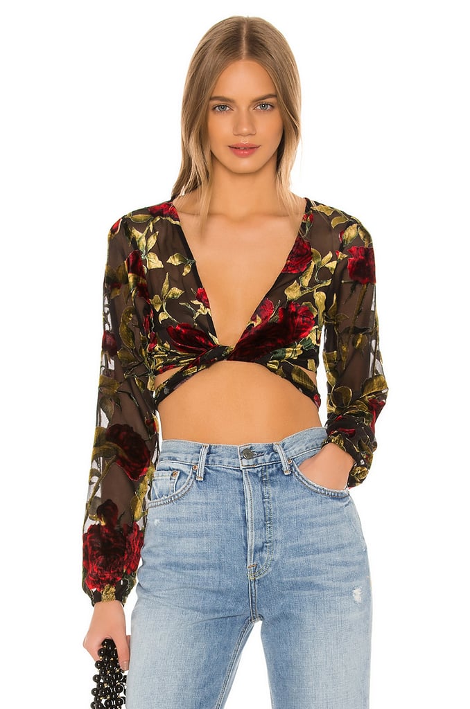 superdown Emrie Tie Back Top in Black Floral