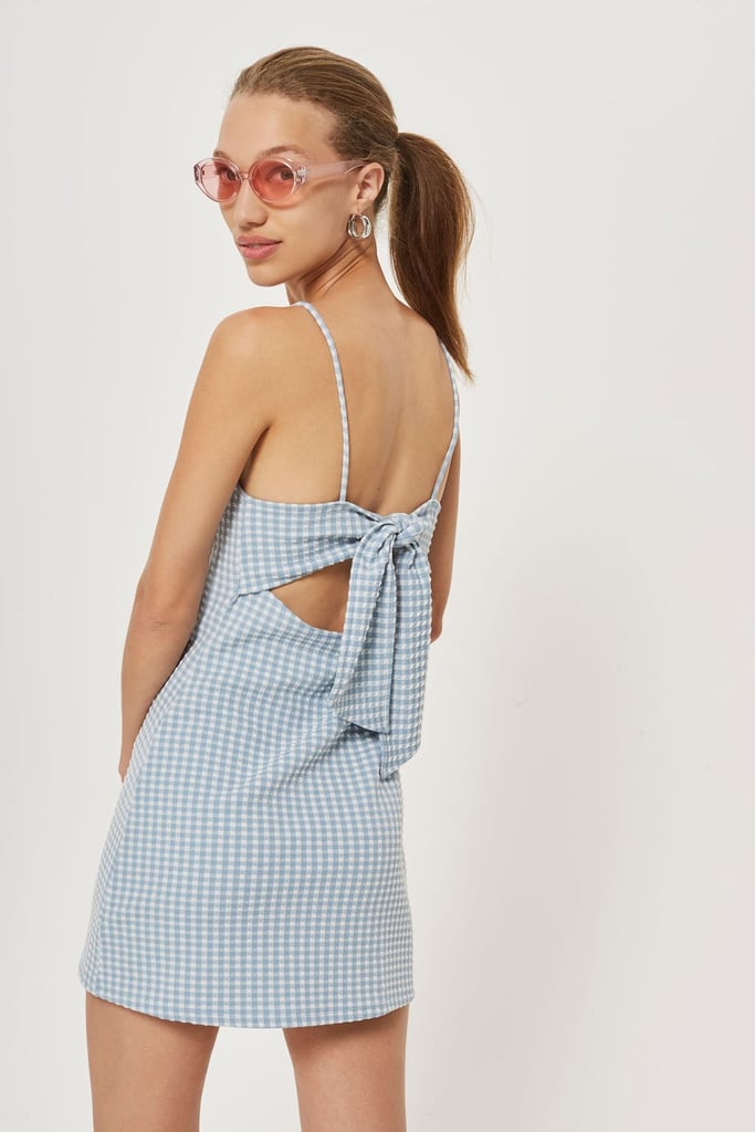 Topshop Gingham Mini Pinafore Dress