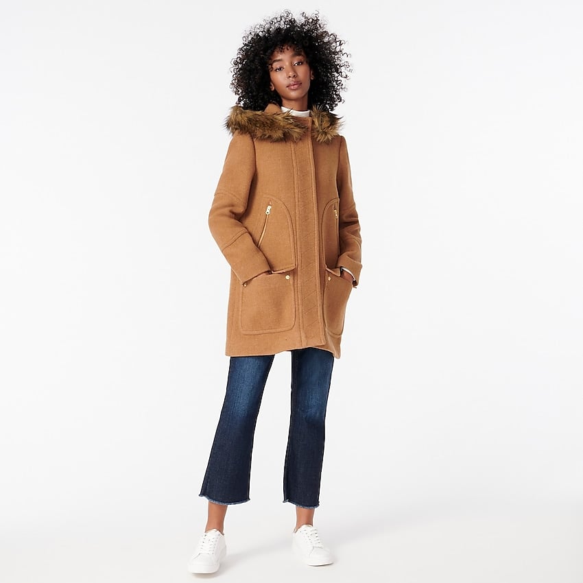 J crew discount fur hood coat