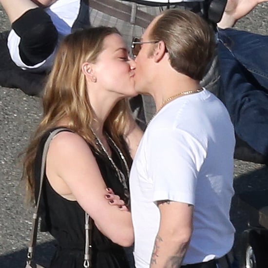 Johnny Depp and Amber Heard Kissing on the Set of Black Mass