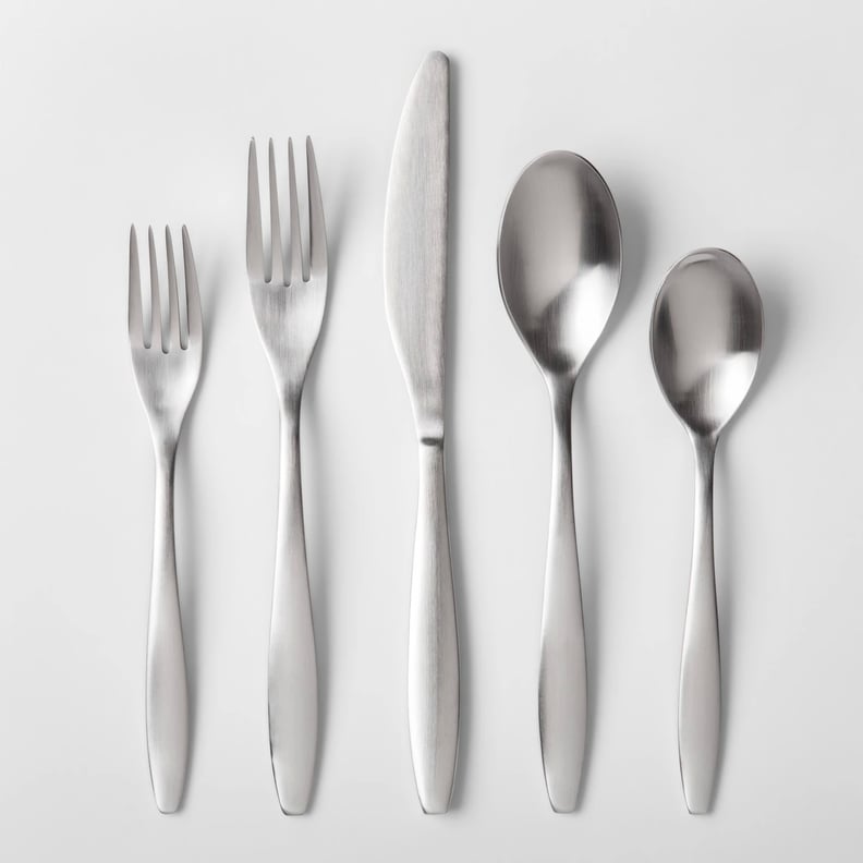 20pc Curved Satin Stainless Steel Silverware Set