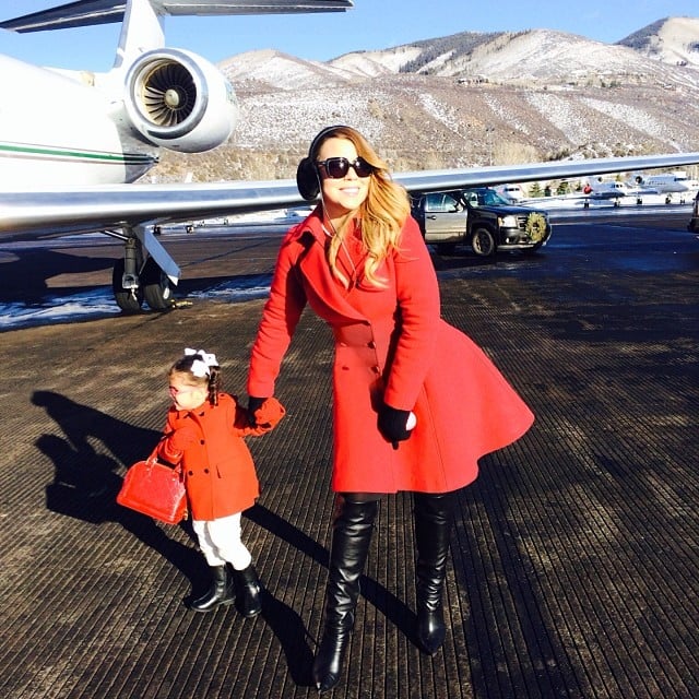 Monroe Cannon matched her mama as the family prepared to take flight home from Aspen.
Source: Instagram user mariahcarey