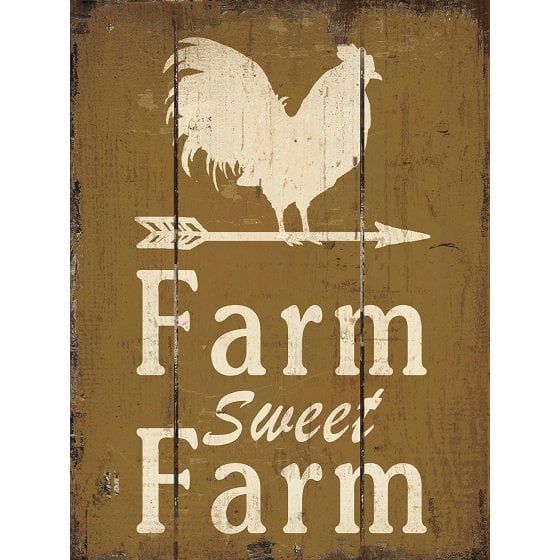 Farm Sweet Farm Retro Vintage Wood Plaque