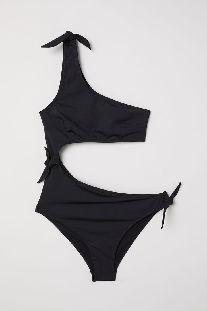 H&M One-Shoulder Swimsuit | Gal Gadot Black 1 Piece Swimsuit 2019 ...