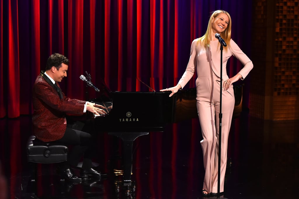 Gwyneth Paltrow hit the high notes on The Tonight Show Starring Jimmy Fallon in NYC on Wednesday.