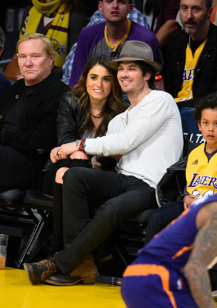 Ian Somerhalder and Nikki Reed Kissing at Lakers Game