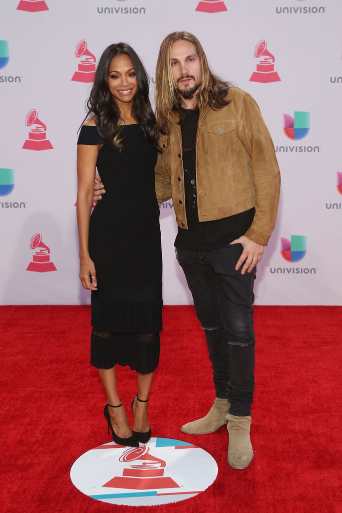 Zoe Saldana and Marco Perego Walking the Latin Grammys Red Carpet