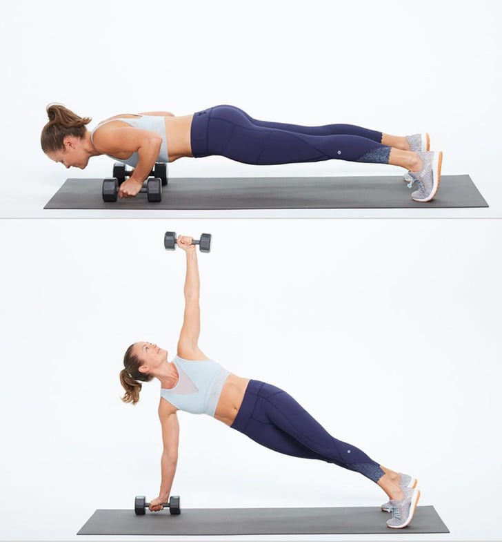 PushUp and Rotate Dumbbell and Jump Rope Workout POPSUGAR Fitness