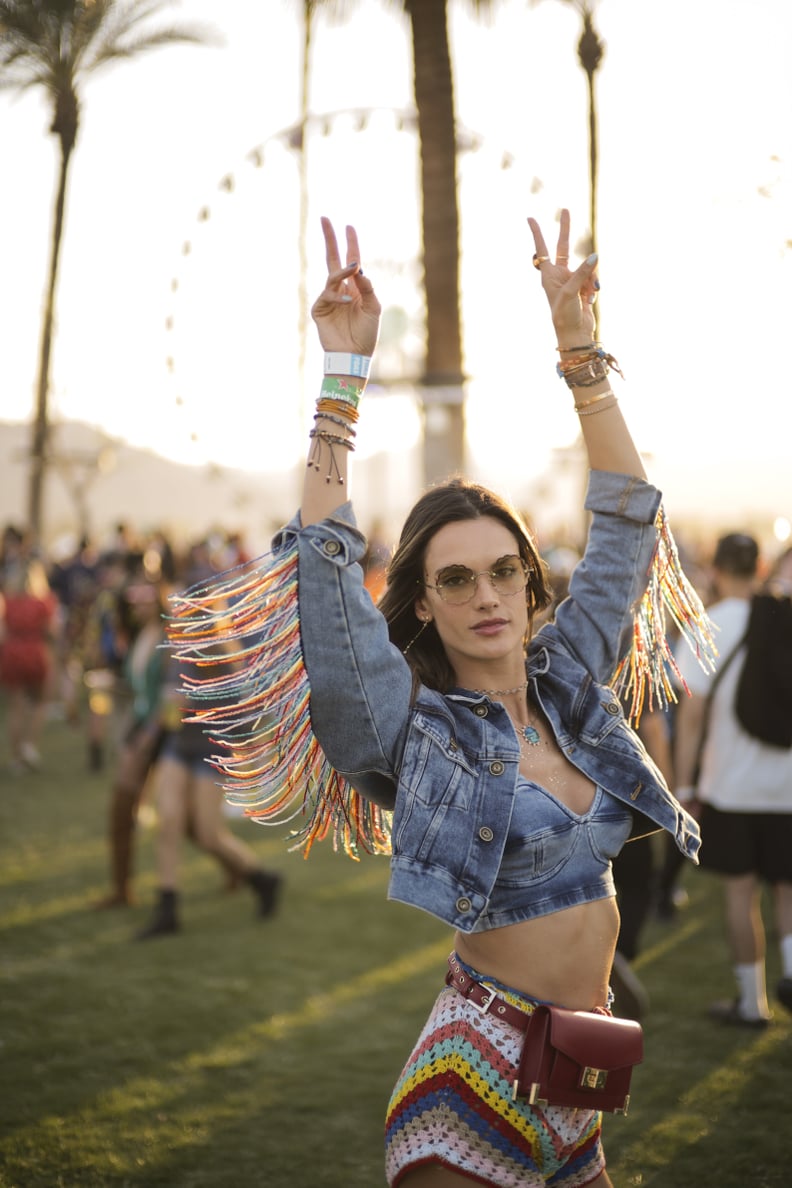 Having a Blast in a Fringed Jacket, a Bralette, and Colorful Shorts